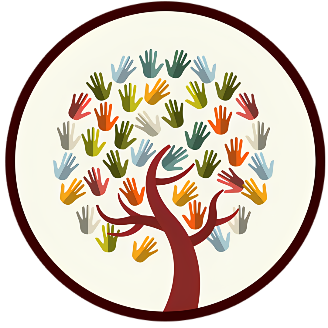 Colorful handprint tree illustration